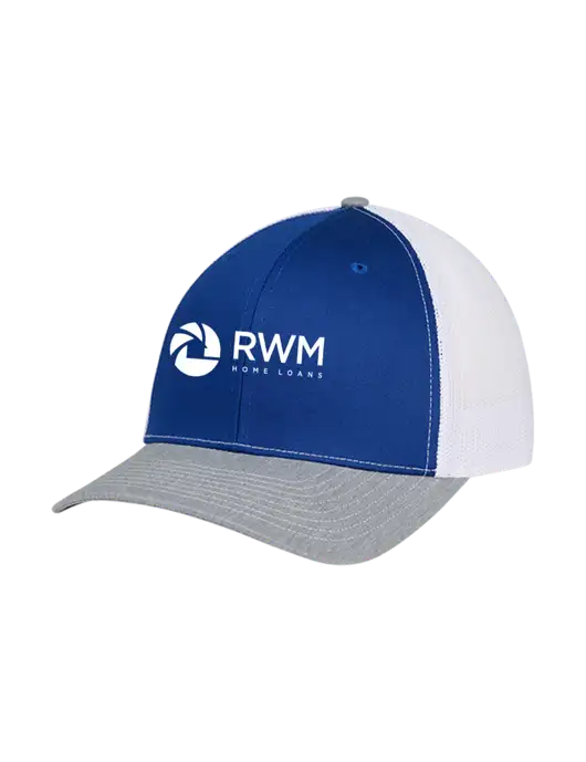 Richardson Adjustable Snapback Original 112 Trucker Cap Royal/HeatherGrey/White Mesh w/RWM Home Loans Logo