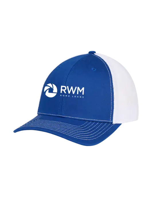 Richardson Adjustable Snapback Original 112 Trucker Cap Royal w/White Mesh w/RWM Home Loans Logo