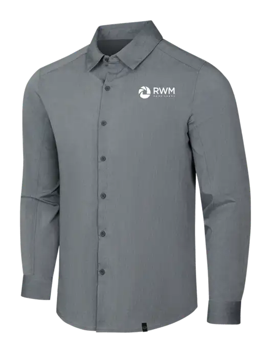 OGIO Medium Grey Heather Commuter Woven Shirt w/RWM Home Loans Logo