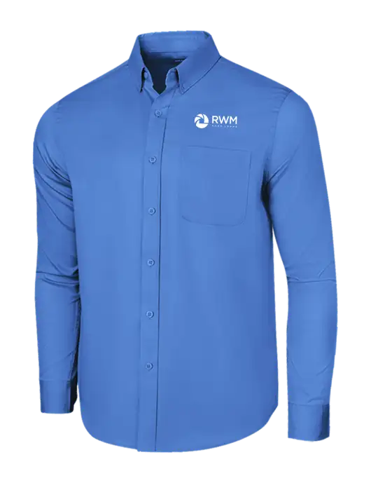 Long Sleeve Dark Carolina Blue Superpro React Twill Shirt w/RWM Home Loans Logo