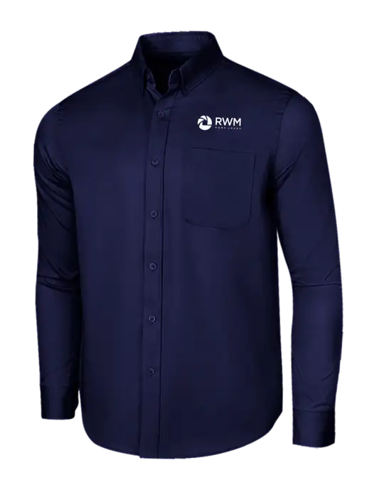 Long Sleeve Navy Superpro React Twill Shirt w/RWM Home Loans Logo