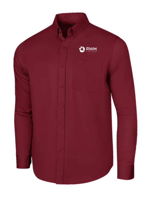 Long Sleeve Maroon Superpro React Twill Shirt w/RWM Home Loans Logo