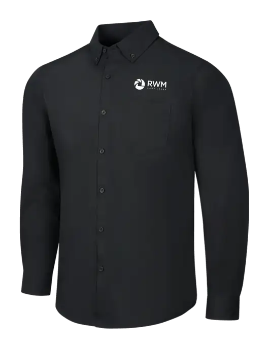 Black Long Sleeve Carefree Poplin Shirt w/RWM Home Loans Logo
