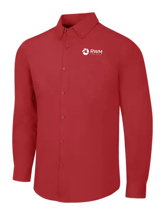 Red Long Sleeve Carefree Poplin Shirt w/RWM Home Loans Logo