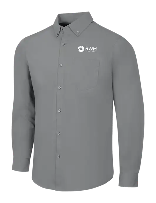 Medium Grey Long Sleeve Carefree Poplin Shirt w/RWM Home Loans Logo