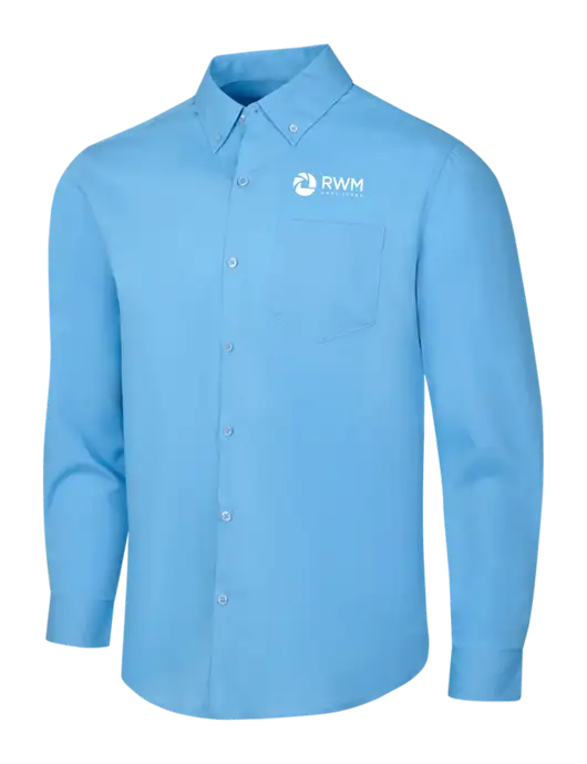 Carolina Blue Long Sleeve Carefree Poplin Shirt w/RWM Home Loans Logo