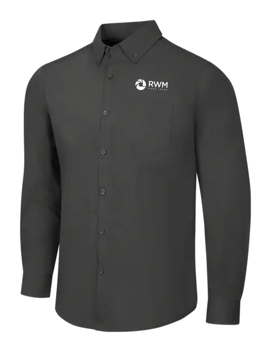 Dark Grey Long Sleeve Carefree Poplin Shirt w/RWM Home Loans Logo