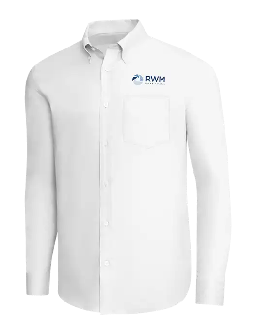 Brooks Brothers White Wrinkle-Free Stretch Pinpoint Shirt w/RWM Home Loans Logo