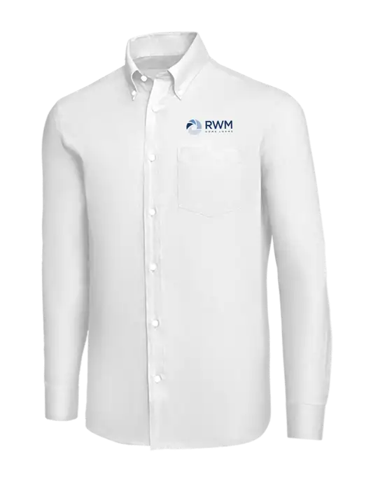 Brooks Brothers White Wrinkle-Free Stretch Nailhead Shirt w/RWM Home Loans Logo