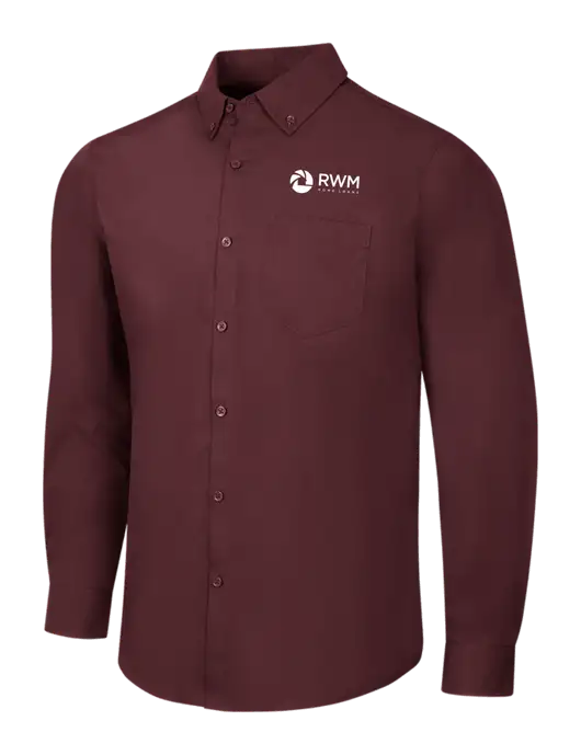 Maroon Long Sleeve Carefree Poplin Shirt w/RWM Home Loans Logo