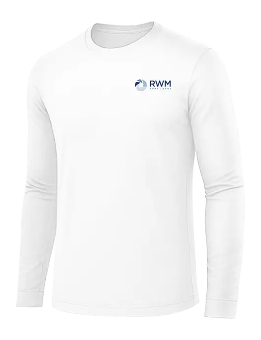Long Sleeve White PosiCharge Competitor Tee w/RWM Home Loans Logo