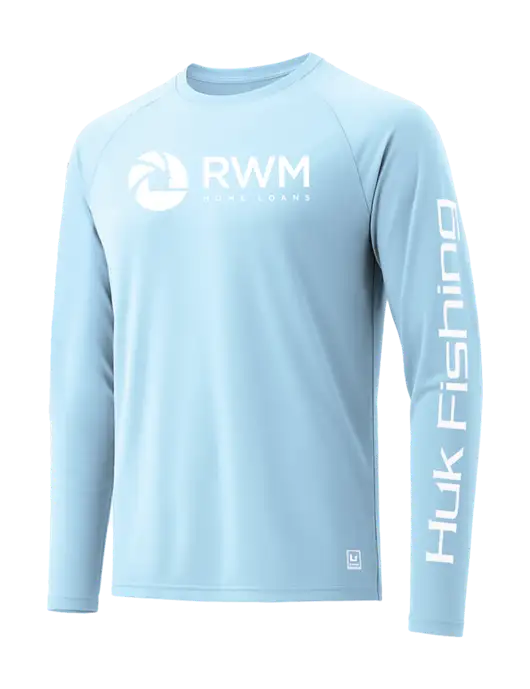 HUK Light Blue LoPro Pursuit Long Sleeve T-Shirt w/RWM Home Loans Logo