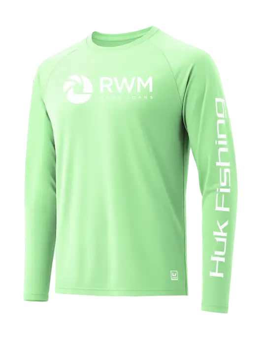 HUK Light Green LoPro Pursuit Long Sleeve T-Shirt w/RWM Home Loans Logo