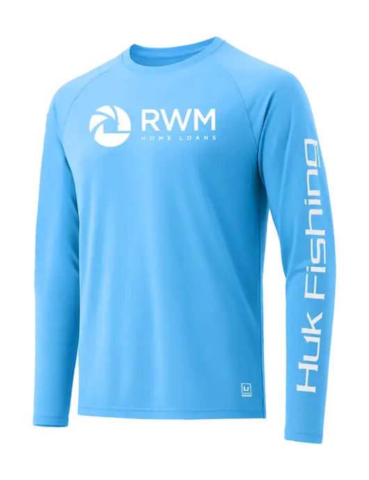 HUK Light Sapphire LoPro Pursuit Long Sleeve T-Shirt w/RWM Home Loans Logo