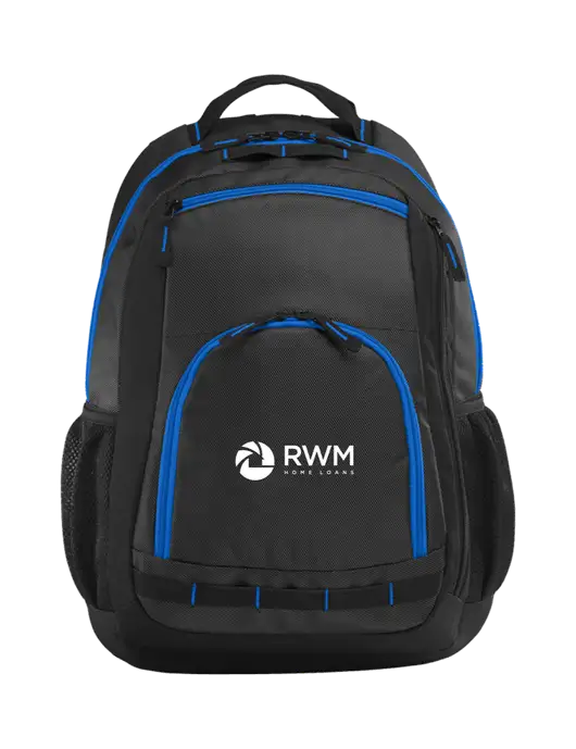 Xtreme Black/Dark Grey/Royal Blue Backpack w/RWM Home Loans Logo