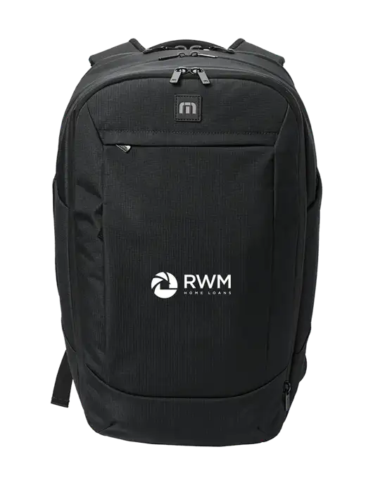 TravisMathew Lateral Black Backpack w/RWM Home Loans Logo