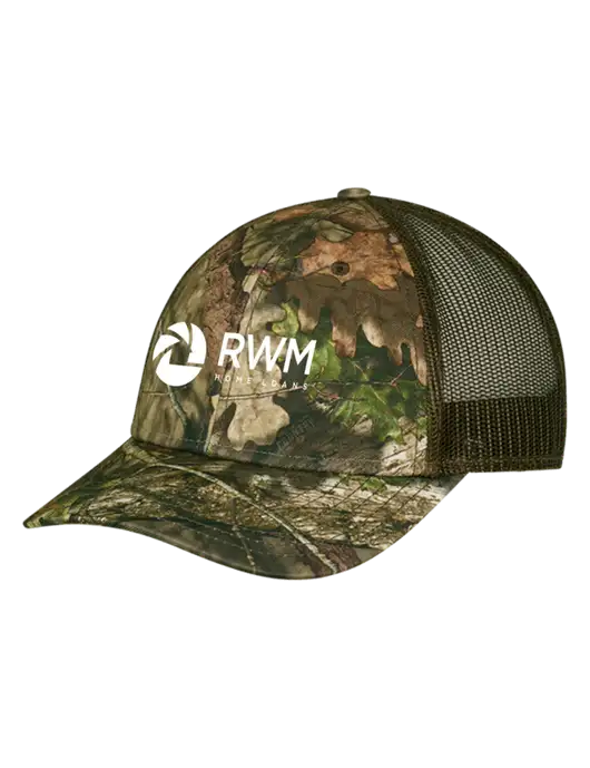 Breakup Country Brown Mossy Oak Camo Mesh Trucker Cap Snap Back w/RWM Home Loans Logo