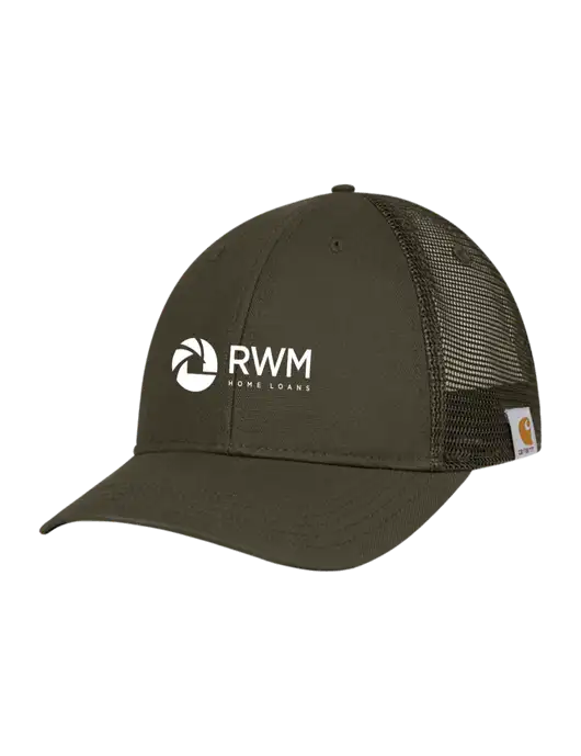 Carhartt Dark Olive Canvas Trucker Cap w/RWM Home Loans Logo