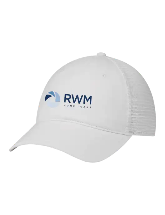 Richardson 111 Garment Washed Trucker Cap White w/White Mesh w/RWM Home Loans Logo