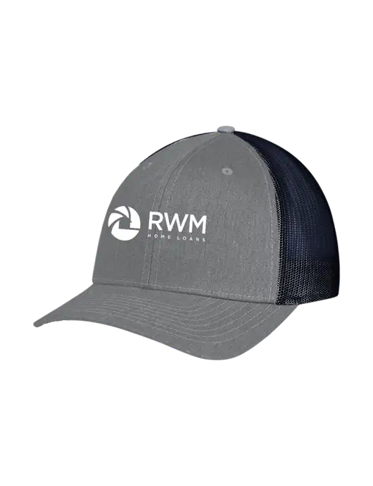 Richardson Adjustable Snapback Original 112 Trucker Cap Heather Grey w/Navy Mesh w/RWM Home Loans Logo