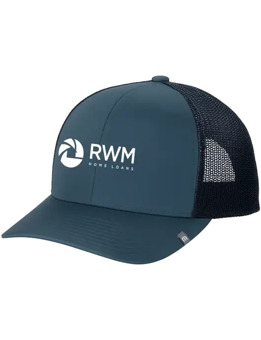 TravisMathew Dark Slate Blue Cruz Trucker Cap w/RWM Home Loans Logo