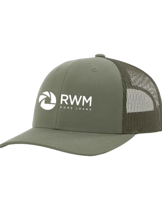 Richardson Adjustable Snapback Original 112 Trucker Cap Medium Olive w/Medium Olive Mesh w/RWM Home Loans Logo