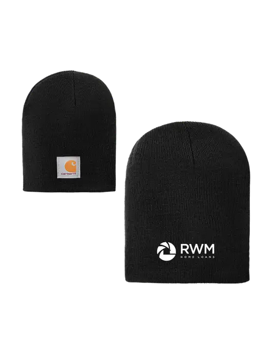 Carhartt Black Acrylic Knit Hat w/RWM Home Loans Logo