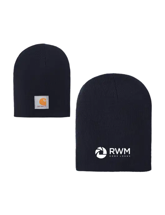 Carhartt Dark Navy Acrylic Knit Hat w/RWM Home Loans Logo
