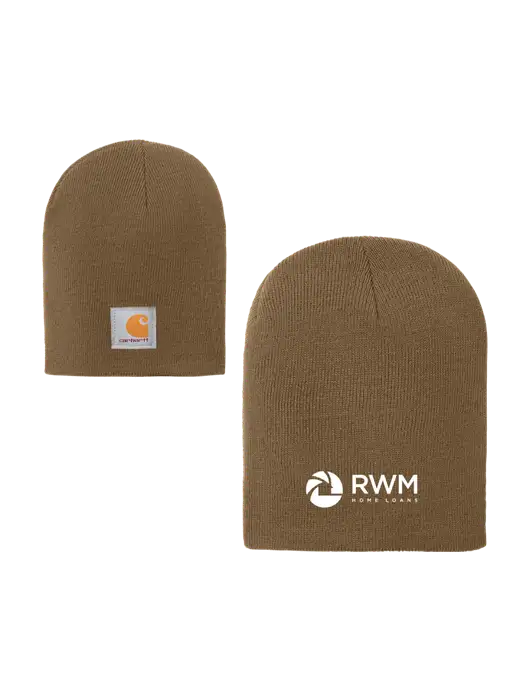 Carhartt Dark Caramel Brown Acrylic Knit Hat w/RWM Home Loans Logo
