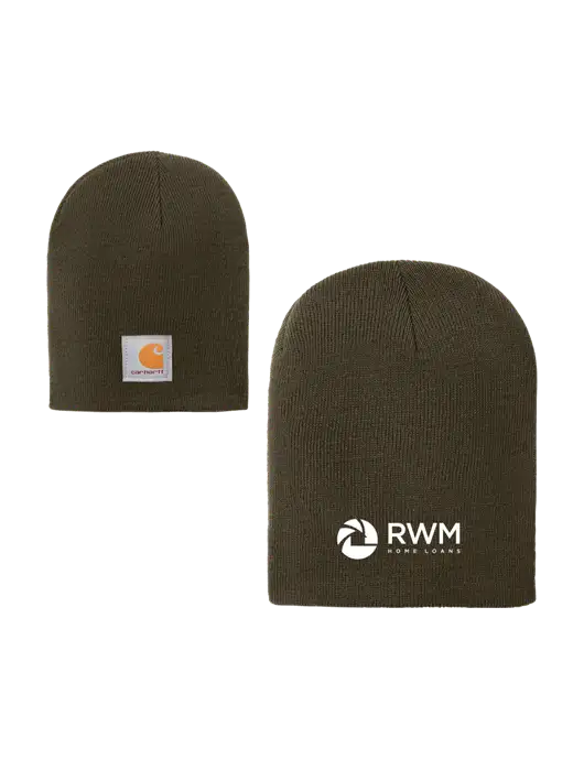 Carhartt Dark Olive Green Acrylic Knit Hat w/RWM Home Loans Logo