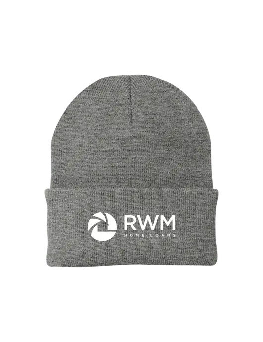 Medium Grey Heather Knit Cap w/RWM Home Loans Logo