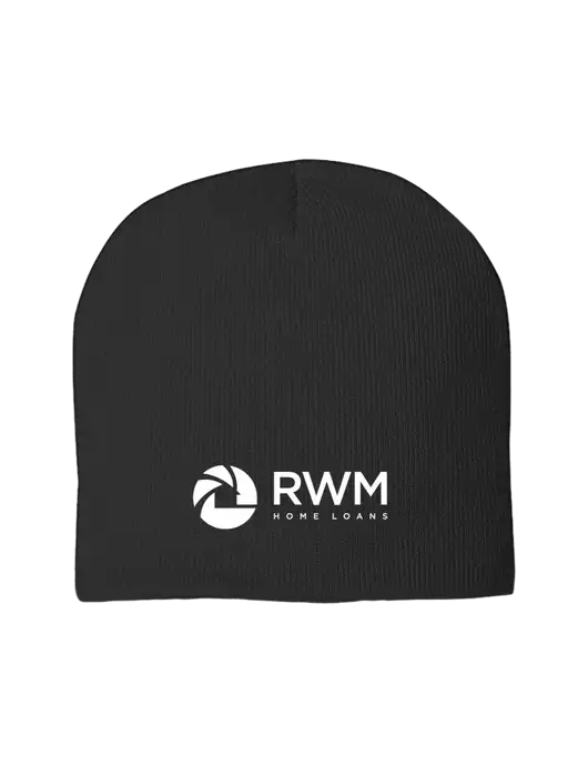 Solid Black Element Knit Beanie w/RWM Home Loans Logo