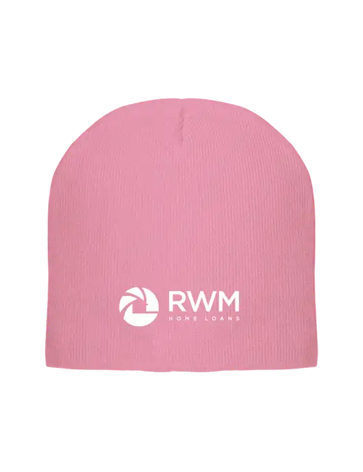 Solid Light Pink Element Knit Beanie w/RWM Home Loans Logo