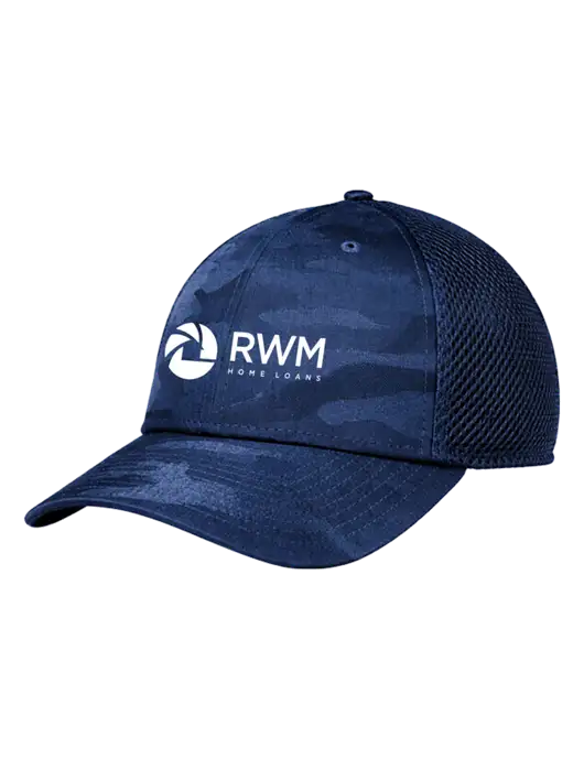 New Era Tonal Dark Royal Camo Stretch Tech Mesh Cap w/RWM Home Loans Logo