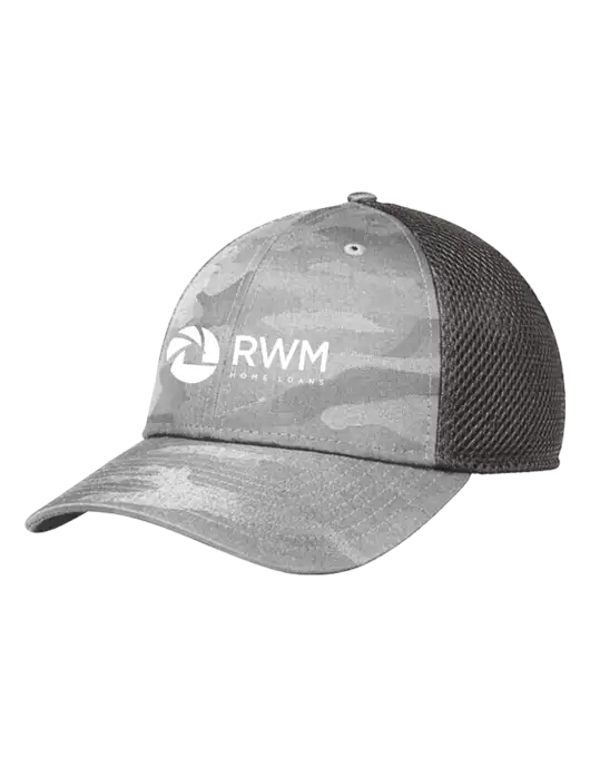 New Era Tonal Light Grey Camo Stretch Tech Mesh Cap w/RWM Home Loans Logo