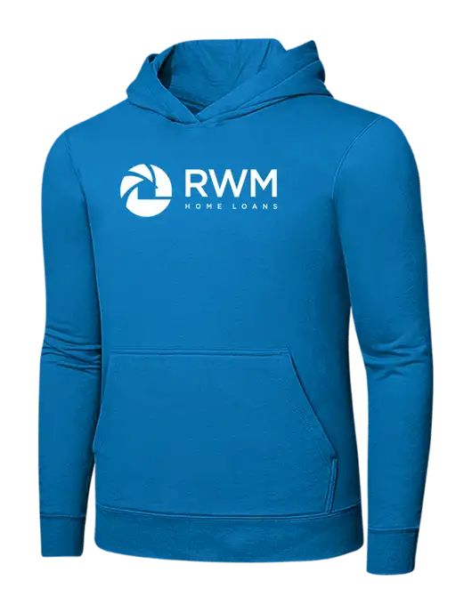 Medium Dark Sapphire 7.8 oz Ring Spun Hooded Sweatshirt w/RWM Home Loans Logo