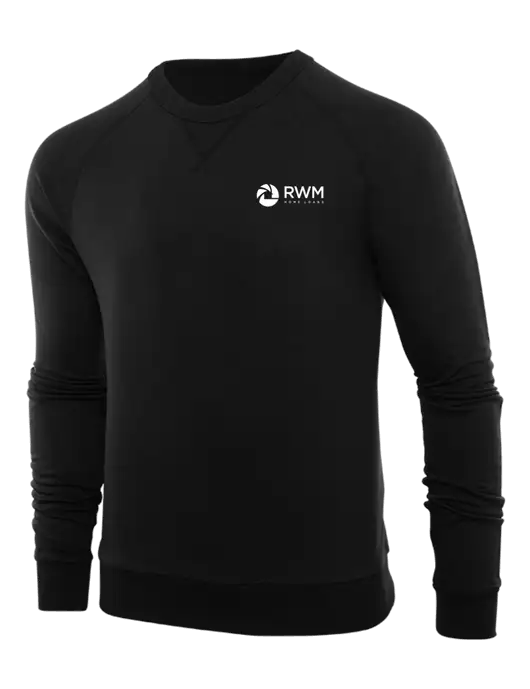 Allmade Deep Black Organic French Terry Crewneck Sweatshirt w/RWM Home Loans Logo