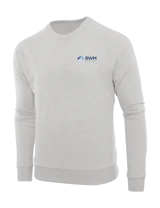 Allmade Granite Grey Heather Organic French Terry Crewneck Sweatshirt w/RWM Home Loans Logo