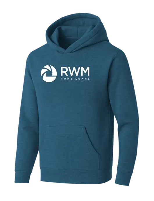 BELLA+CANVAS Heather Deep Teal Sponge Fleece Pullover Hoodie w/RWM Home Loans Logo