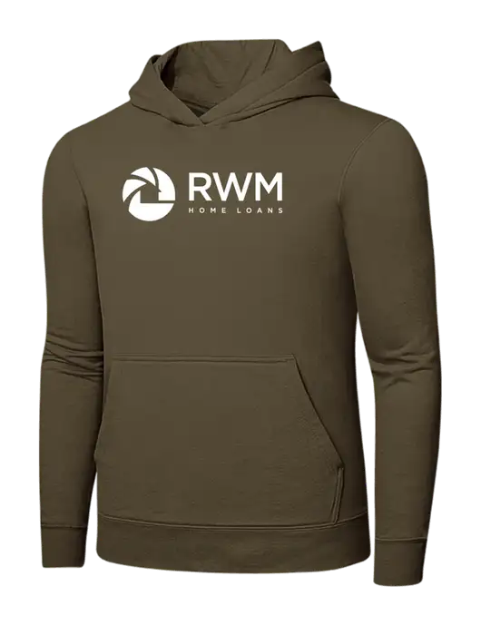 Coyote Brown 7.8 oz Ring Spun Hooded Sweatshirt w/RWM Home Loans Logo