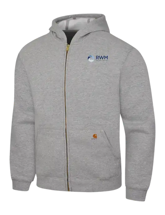 Carhartt Light Grey Heather Midweight Hooded Zip-Front Sweatshirt w/RWM Home Loans Logo