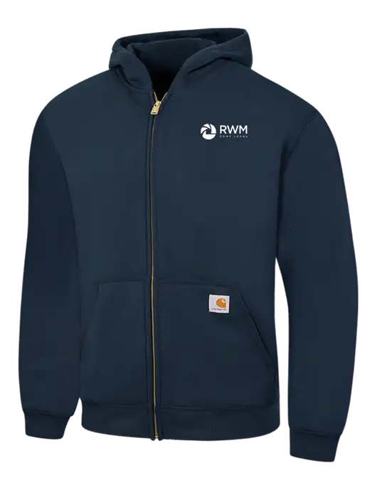 Carhartt Navy Midweight Hooded Zip-Front Sweatshirt w/RWM Home Loans Logo