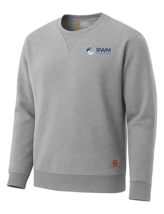 Carhartt Light Grey Heather Midweight Crewneck Sweatshirt w/RWM Home Loans Logo