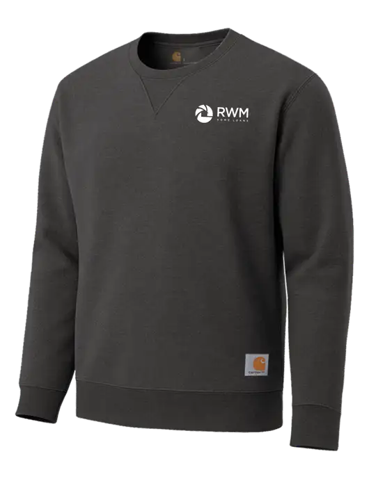 Carhartt Dark Grey Heather Midweight Crewneck Sweatshirt w/RWM Home Loans Logo