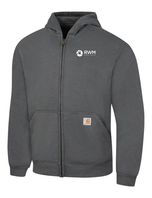 Carhartt Dark Grey Heather Rain Defender Paxton Heavyweight Hooded Zip-Front Sweatshirt w/RWM Home Loans Logo