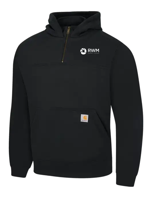 Carhartt Black Rain Defender Paxton Heavyweight Hooded 1/4 Zip Mock Sweatshirt w/RWM Home Loans Logo