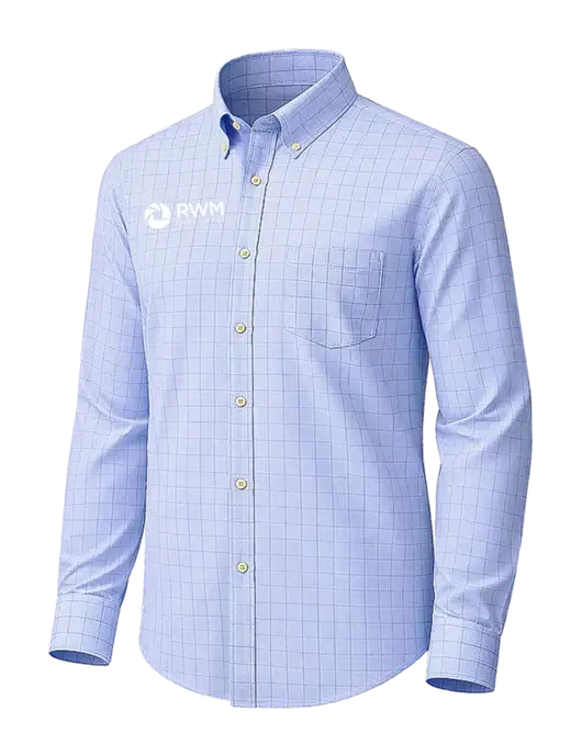 Brooks Brothers Wrinkle-Free Stretch Light Blue Patterned Shirt w/RWM Home Loans Logo