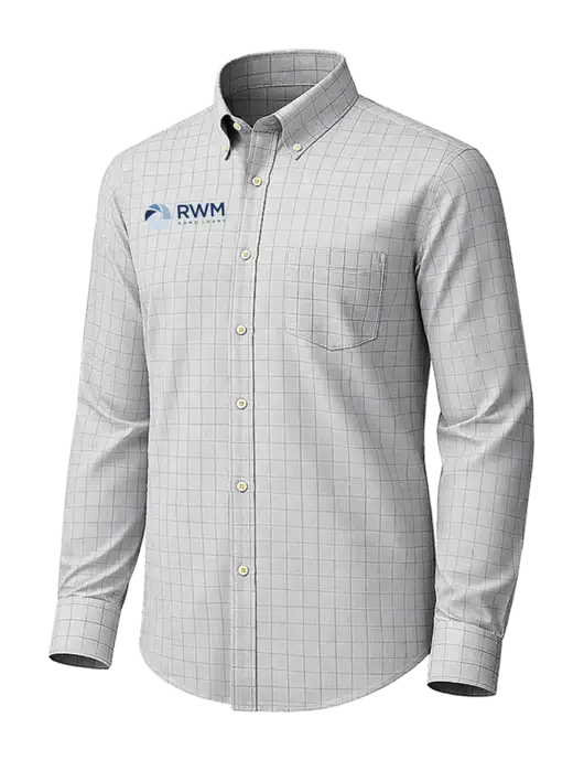 Brooks Brothers Wrinkle-Free Stretch Light Grey Patterned Shirt w/RWM Home Loans Logo