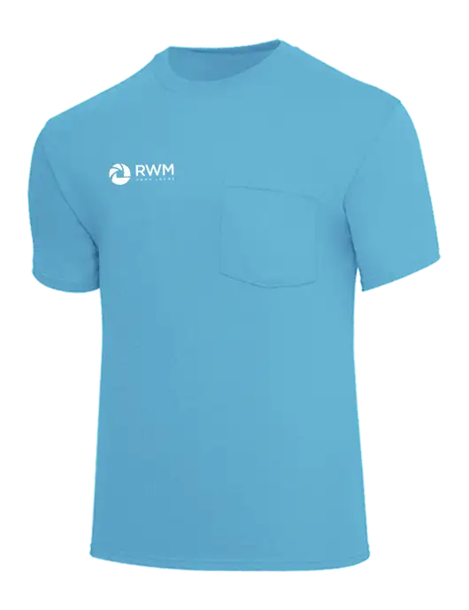 Core Blend Light Sapphire Blue Pocket T-Shirt w/RWM Home Loans Logo