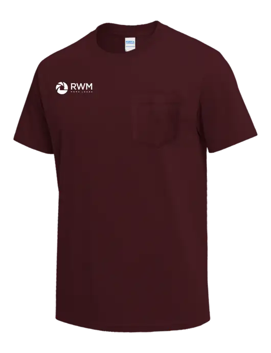 Maroon Heavyweight 6.1 oz Pocket T-Shirt w/RWM Home Loans Logo